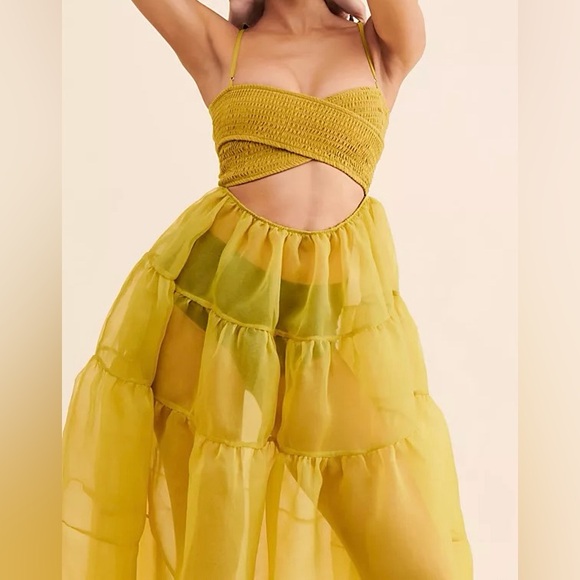 Anthropologie Oh Seven Days Organza Sheer Midi Dress, Size XS - Picture 2 of 13